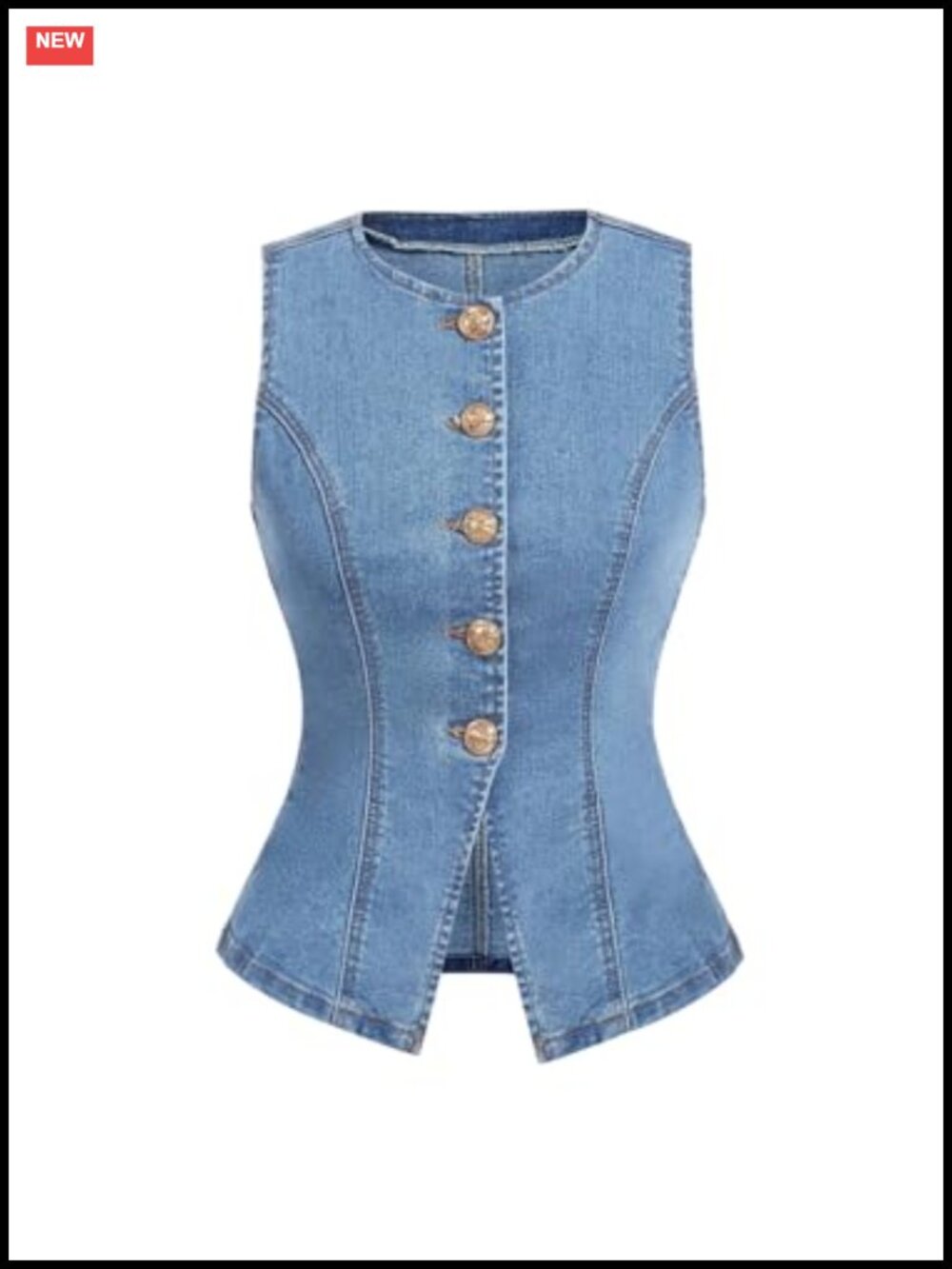 Women's Sleeveless Denim Vest Button Down Jean Waistcoat Dressy Jacket
